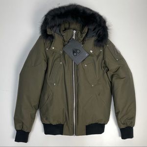 Moose Knuckles Ballistic Bomber Army Black Fur